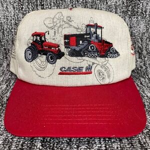 Vtg Case IH Quadtrac Tractor Snapback Hat FFA Supporter Cream Red Workwear Cap‎